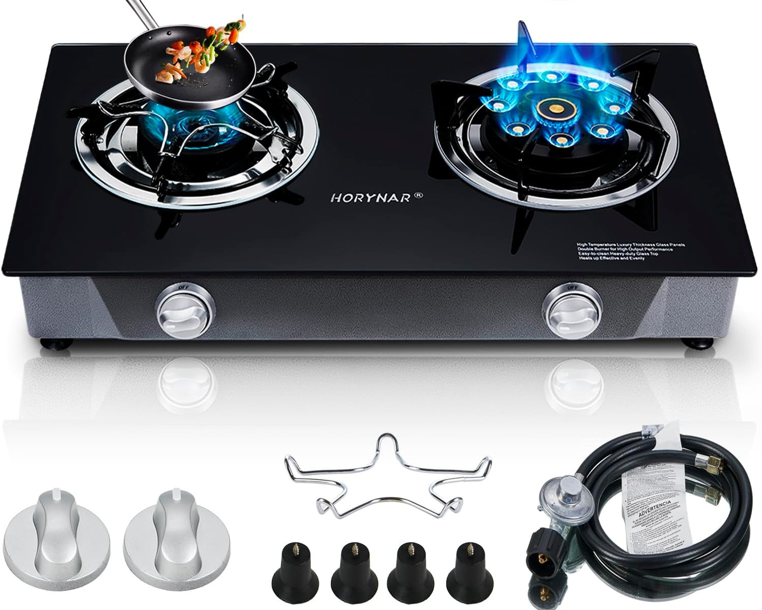 Propane Stove 2 Burner Propane Gas Stove Novel 9 Copper Burners Auto Ignition Te