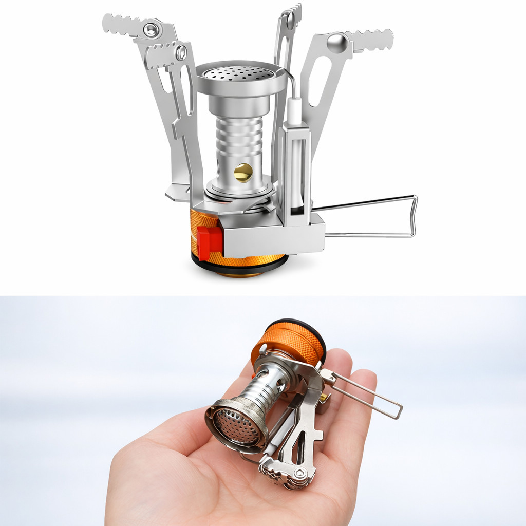 2 Portable Camping Stoves Backpacking Stove with Piezo Ignition Adjustable Valve