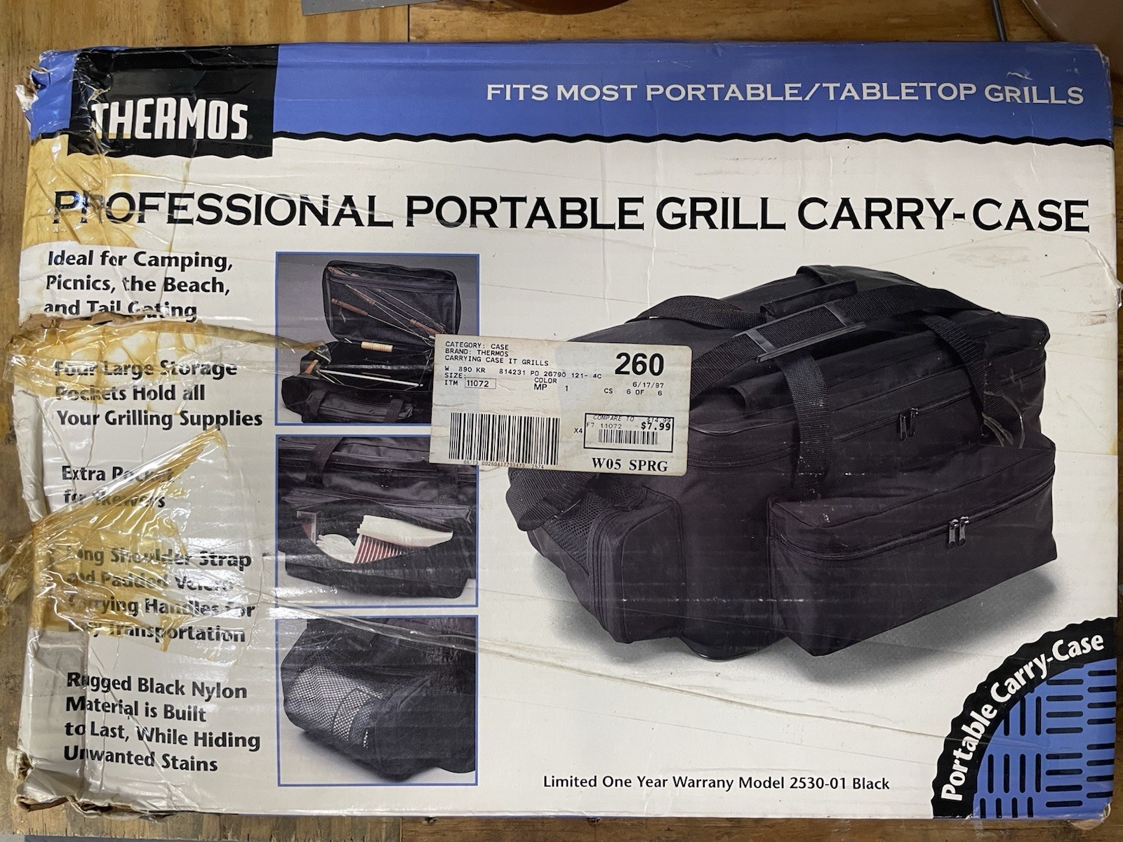 Thermos 22Lx12Wx8H Bbq Grill Camp Stove Carry Case Keep Ash & Grease Contained