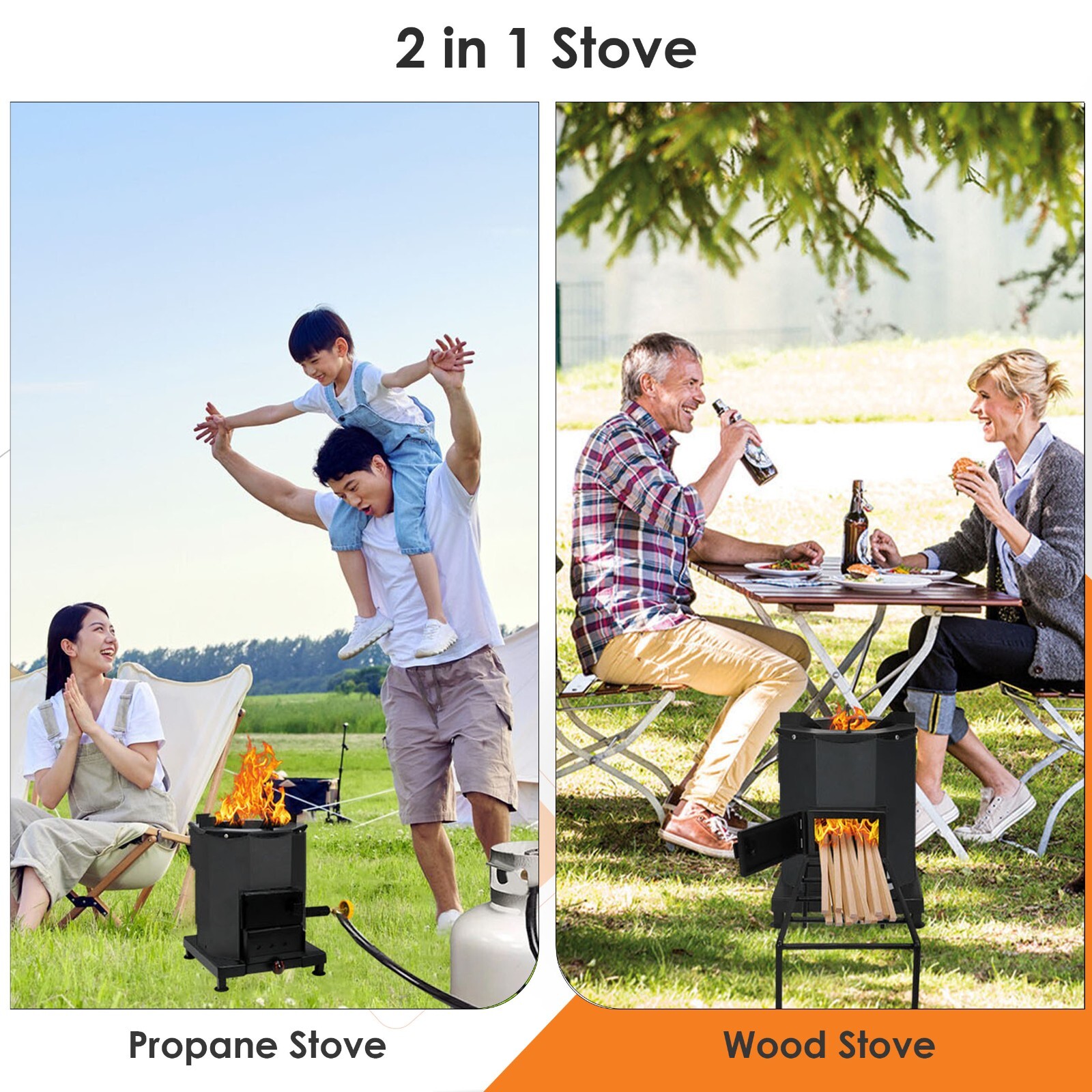 Camping Stove – Outdoor Portable Wood Burning Rocket Stove – Carbon Steel