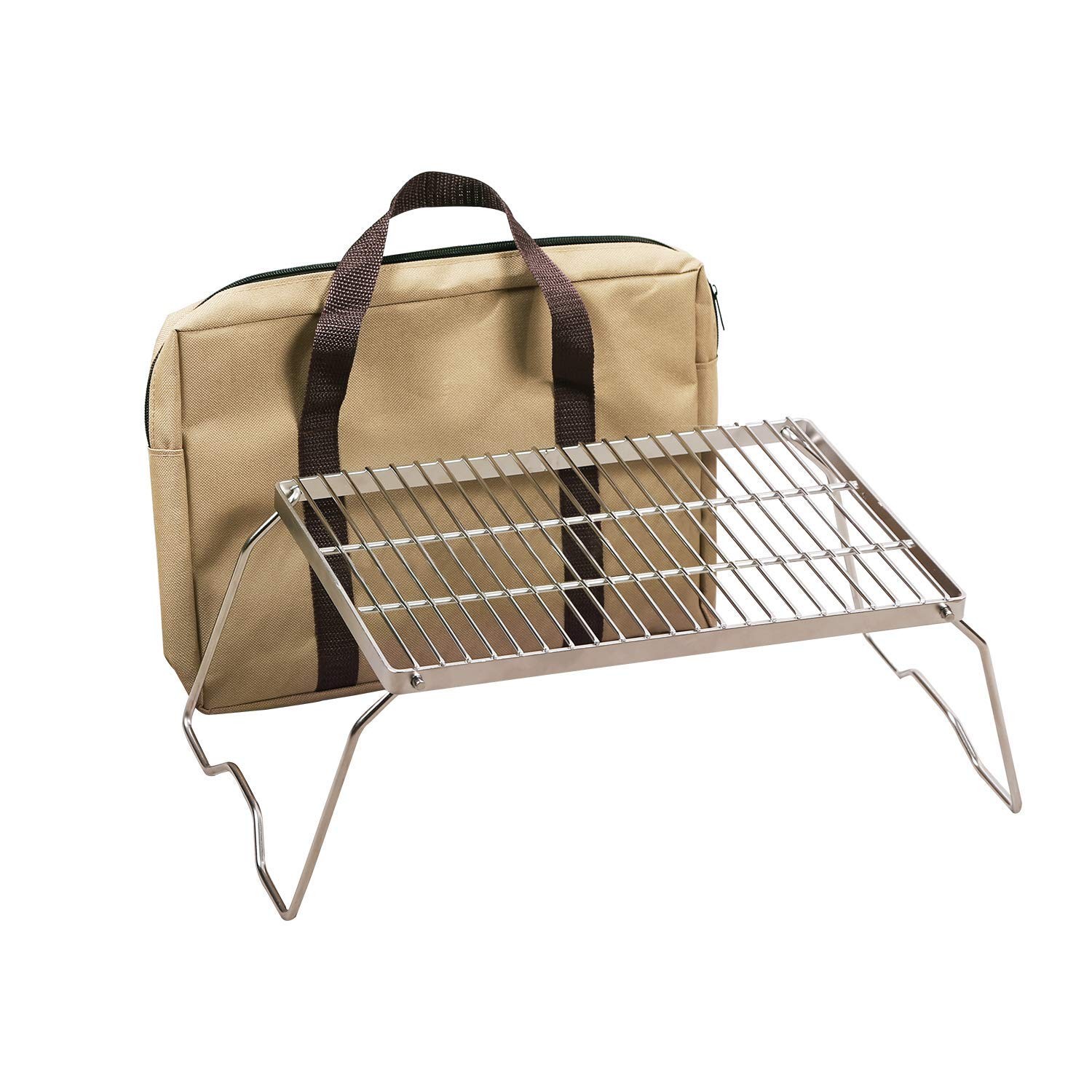 REDCAMP Folding Campfire Grill 304 Stainless Steel Grate, Heavy Duty Portable Ca