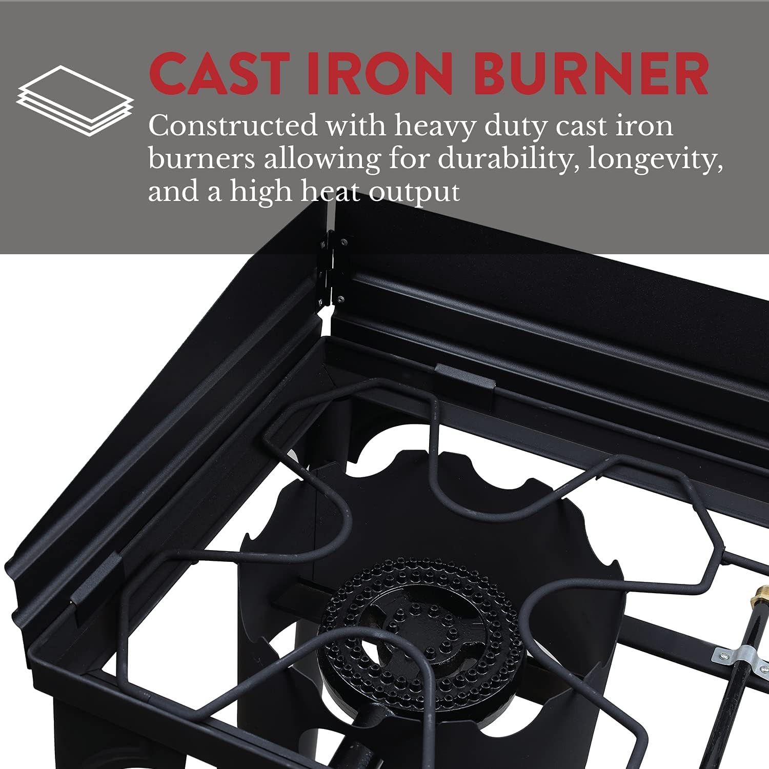 High Pressure Propane Double Burner Camp Stove with Windscreen & Adjustable Regu