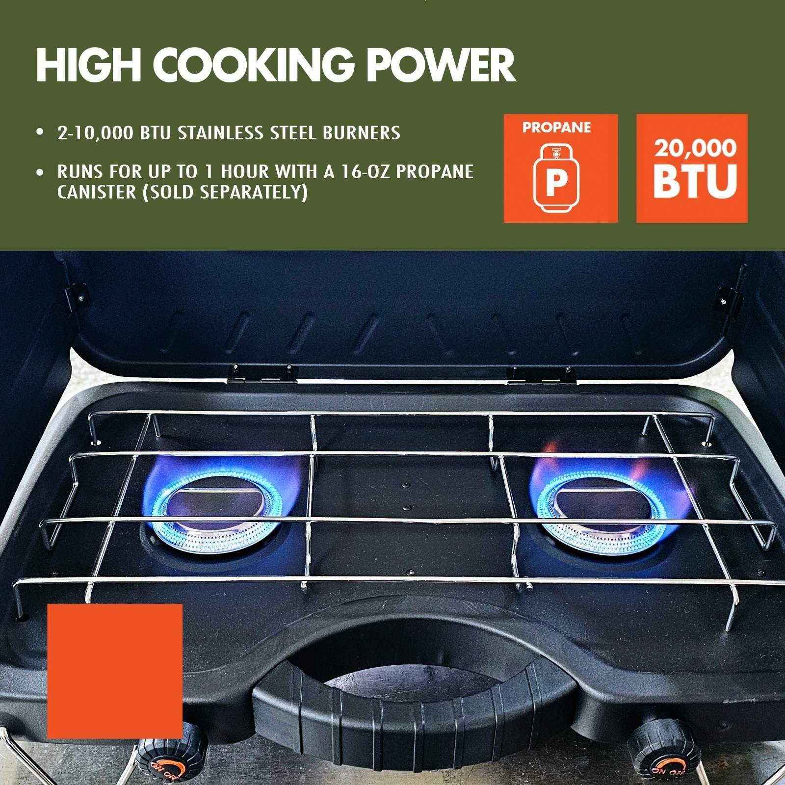 2-Burner Propane Camping Stove Portable Outdoor Gas Stove