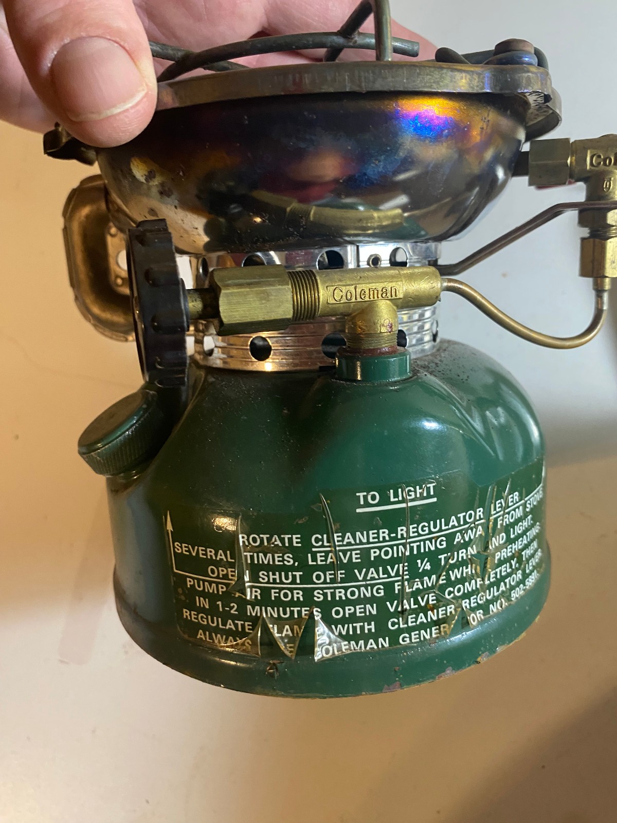 Vintage Coleman Camp Stove 502-700 Burner Metal Carrying Case Container 1976