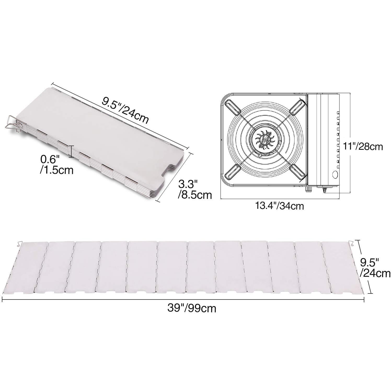 Folding Outdoor Stove Windscreen 12 Plates Aluminum Camping Stove Windshield Wit