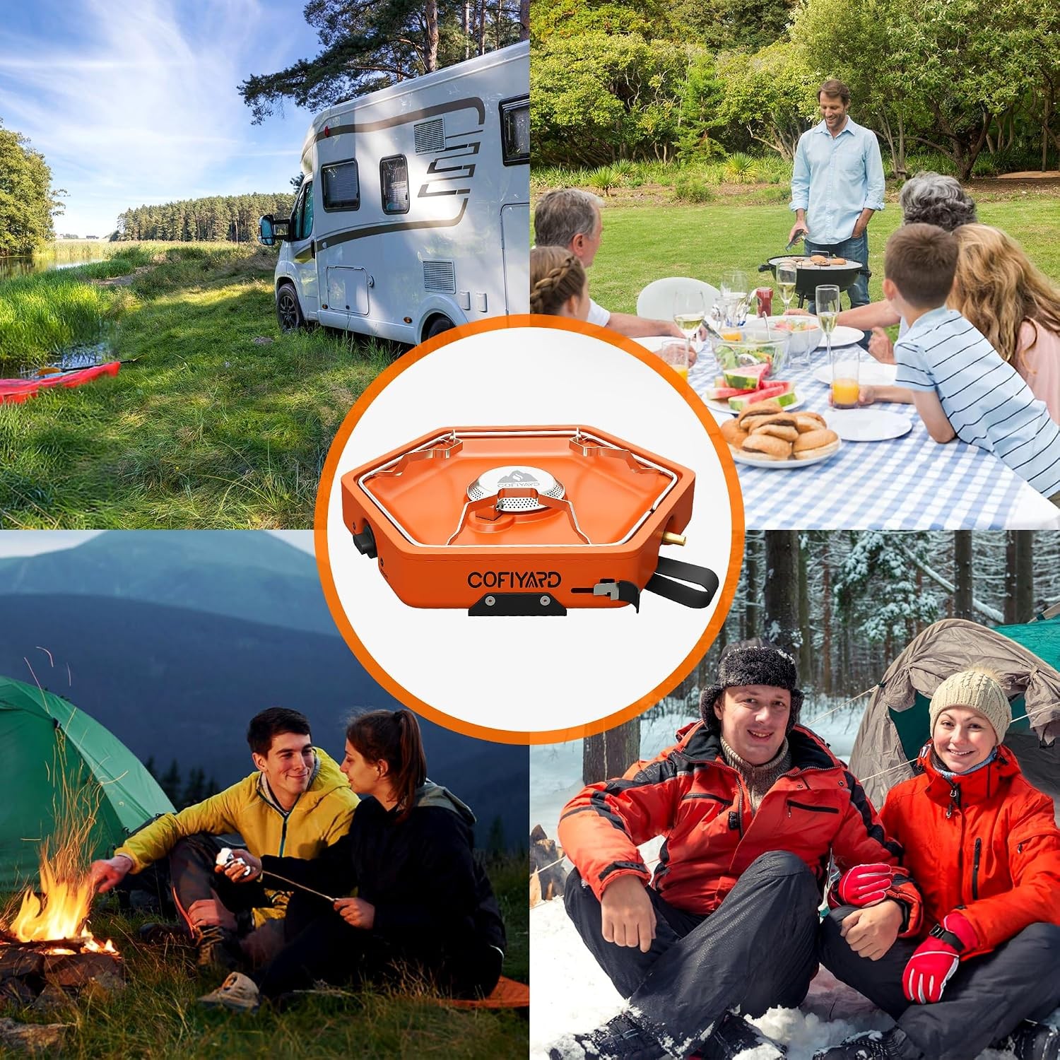 1-Burner Propane Stove Portable Camping Stove W/ Carry Strap Backpacking Camp