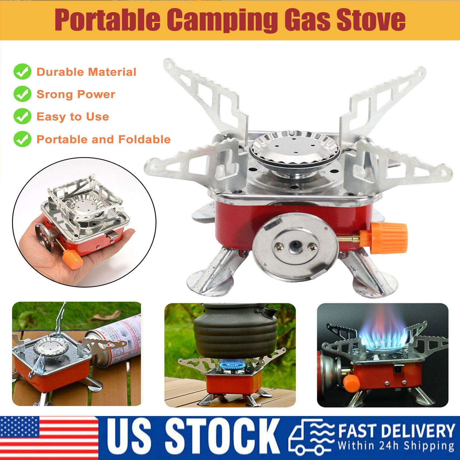 2800W Portable Camping Gas Stove Butane Outdoor Cooking Equipment Collapsible