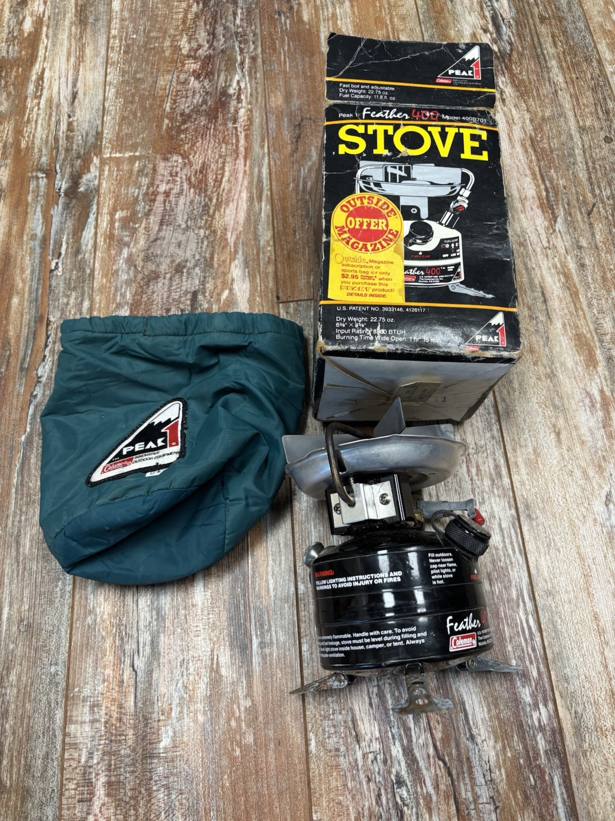 New Vintage 1990s Coleman Peak 1 Feather 400 Model Camp Stove w Case Backpacking
