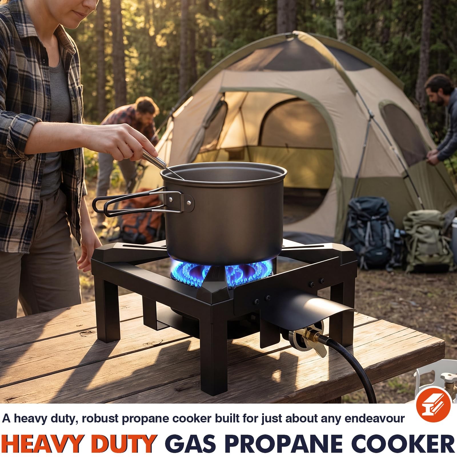 Llamaviva Propane Burner, High Pressure 100,000 BTUs Single Gas Stove with Wa…