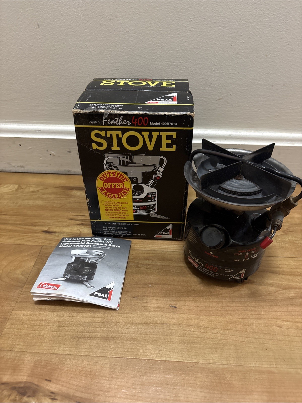 Coleman Peak 1 Feather 400 Backpacking Stove Camping Burner Original Box
