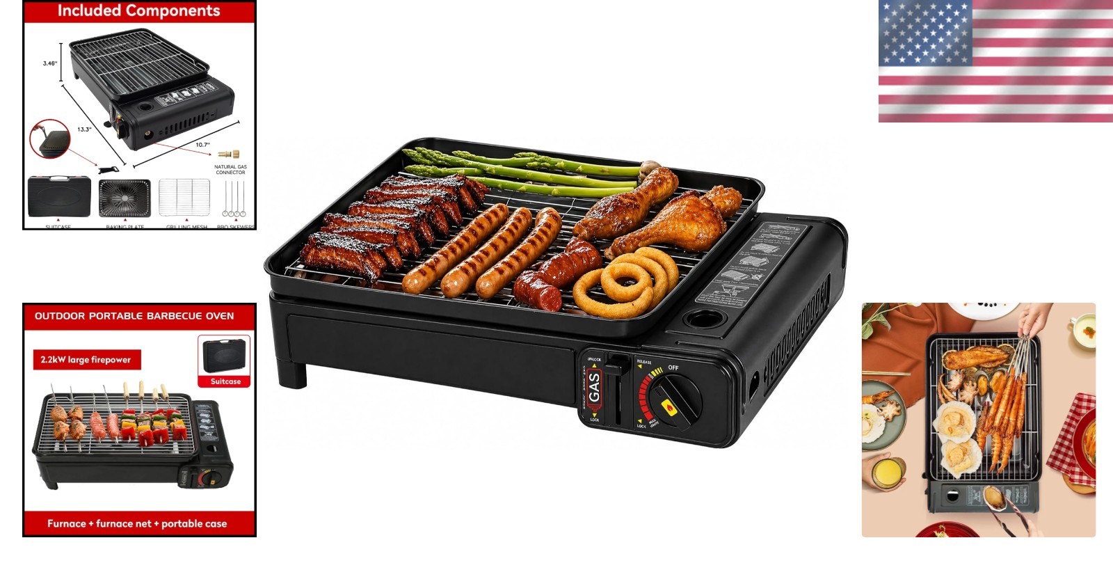 Compact Portable Butane Grill Stove with Carry Case – Ideal for Outdoor Cooking