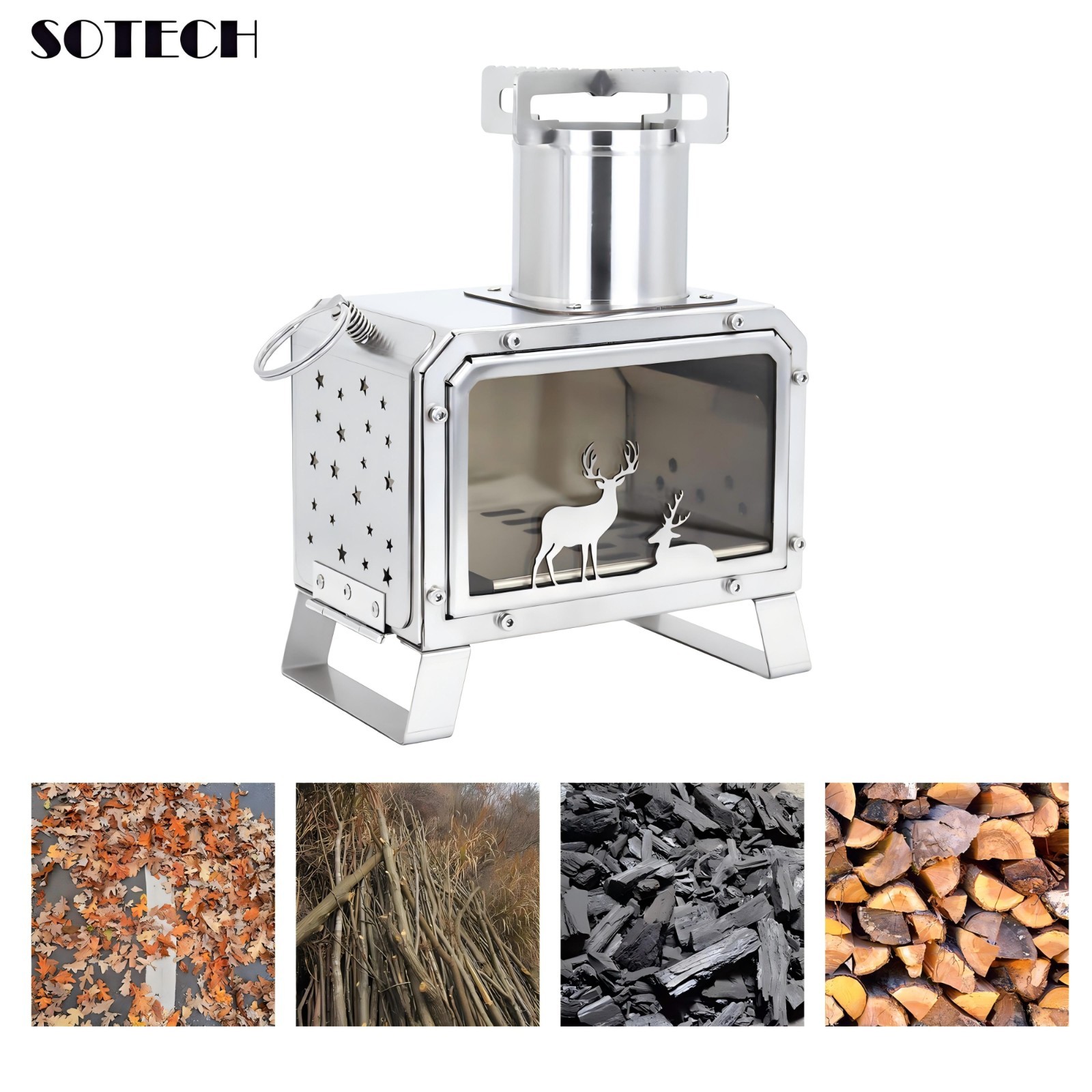 Portable Stainless Steel Camping Stove for Backpacking,Hiking,BBQ,Picnic Cooking
