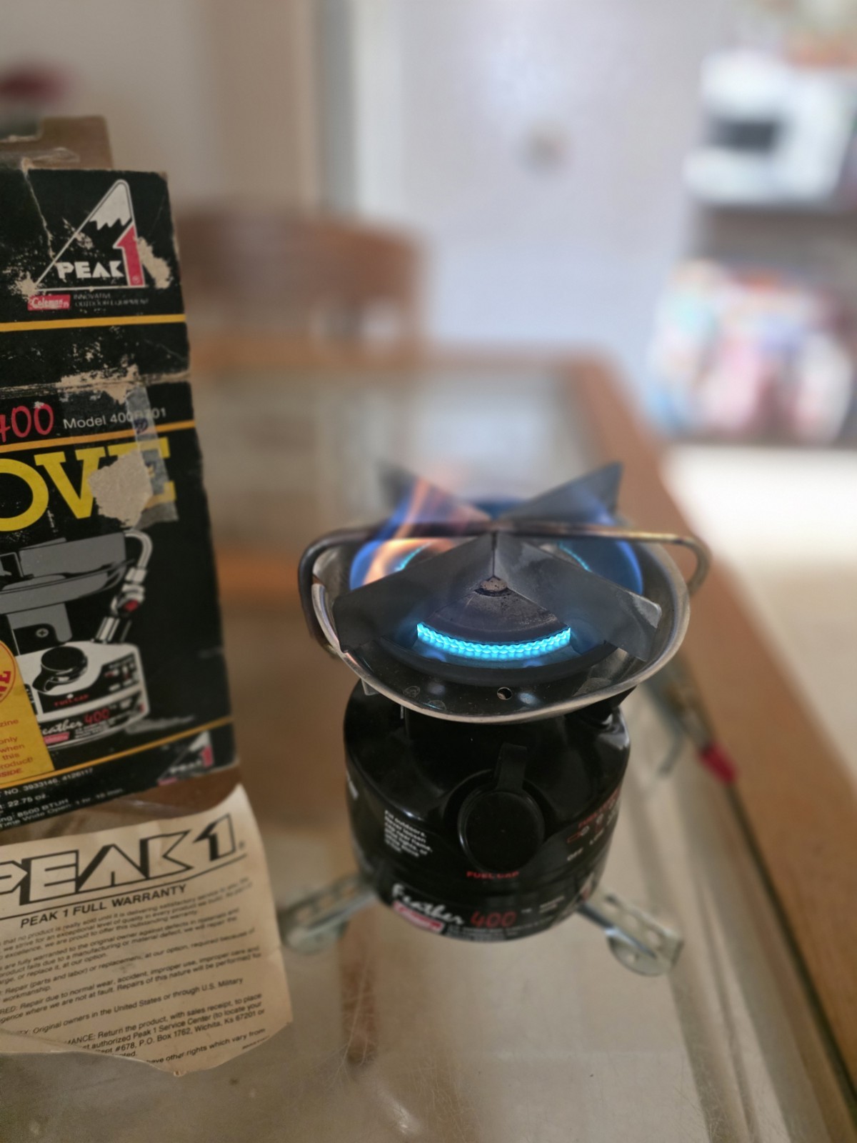 Coleman Peak 1 Feather Model 400 Camp Stove Original Box Manual