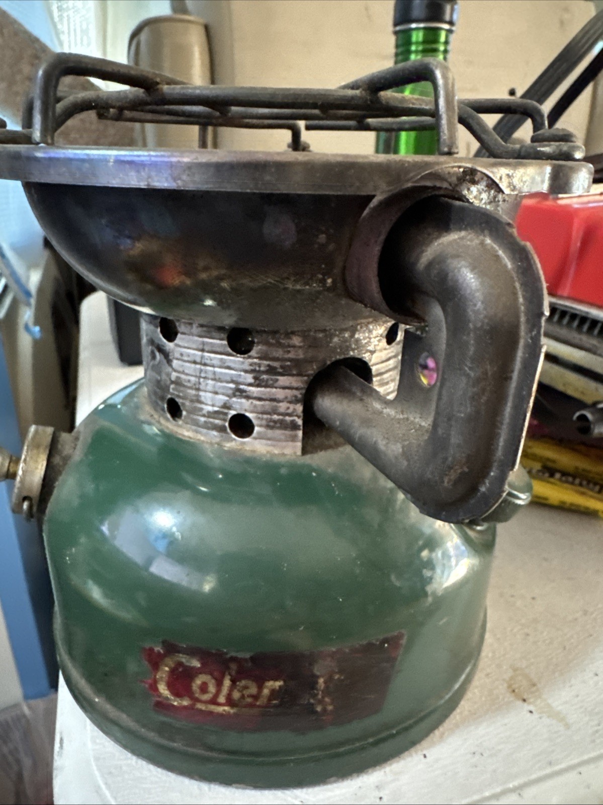Vintage Coleman 502 Green Single Burner Camp Stove Works 5/64 With Base No Lid