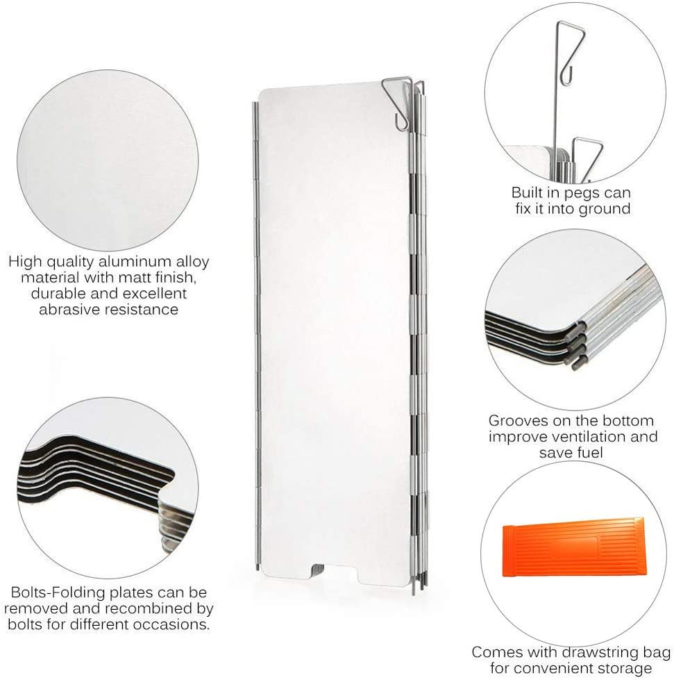 Foldable Camping Stove Windscreen -Aluminum Camping Stove Wind Shield -Camping W