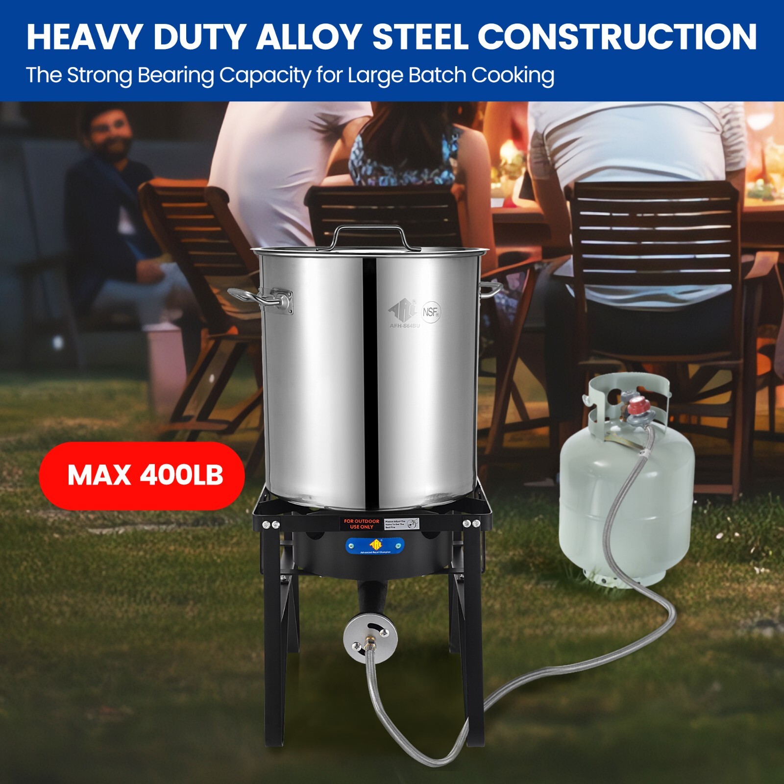 200,000 BTU High-Pressure Propane Burner Gas Stove Burner For Outdoor Cooking