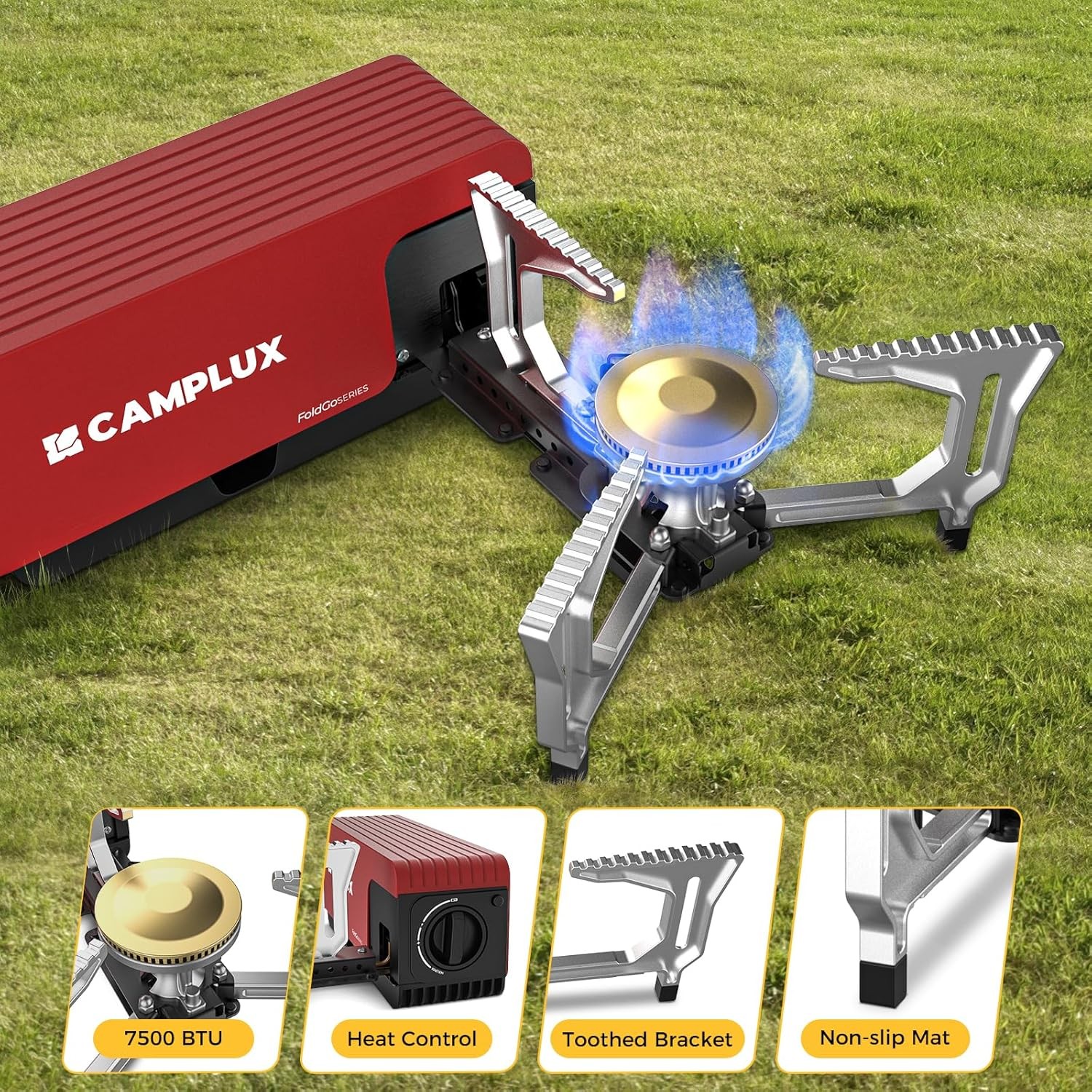 Folding Camping Stove 7500 BTU Portable Butane Gas Stove Foldable