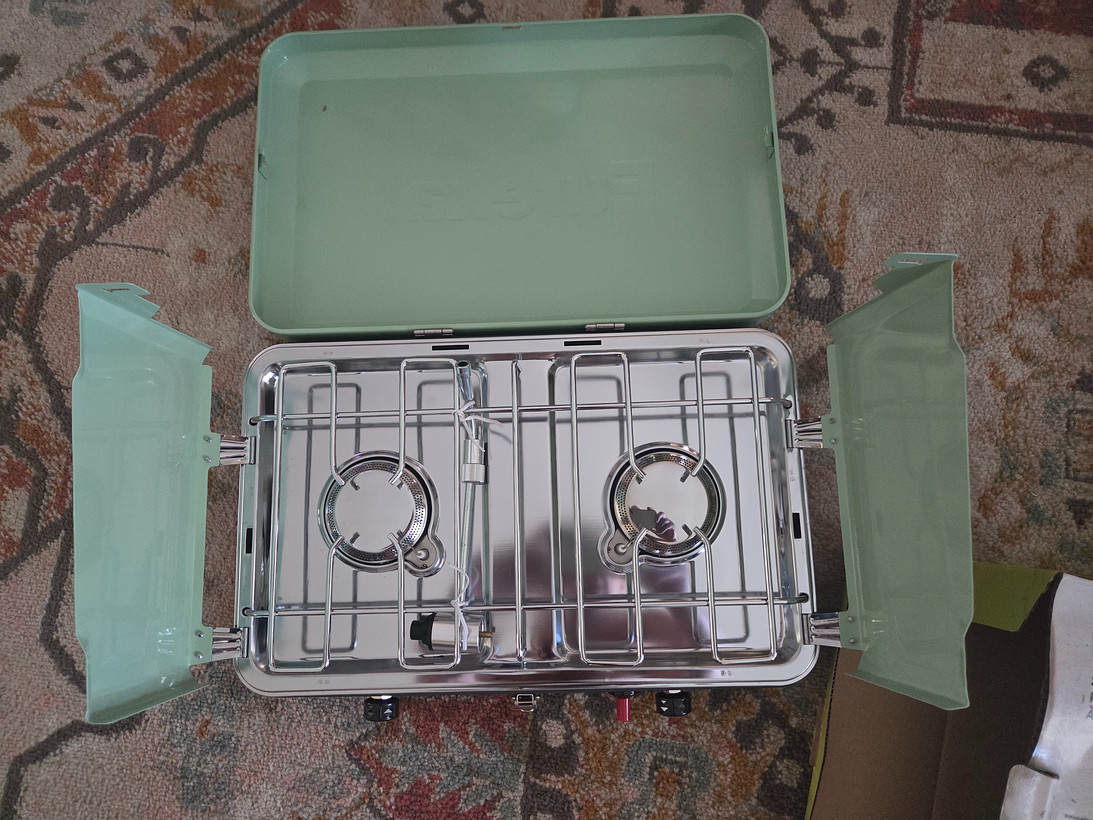 Eureka Ignite Portable 2‑Burner Propane Camping Stove, New Open Box , Never used