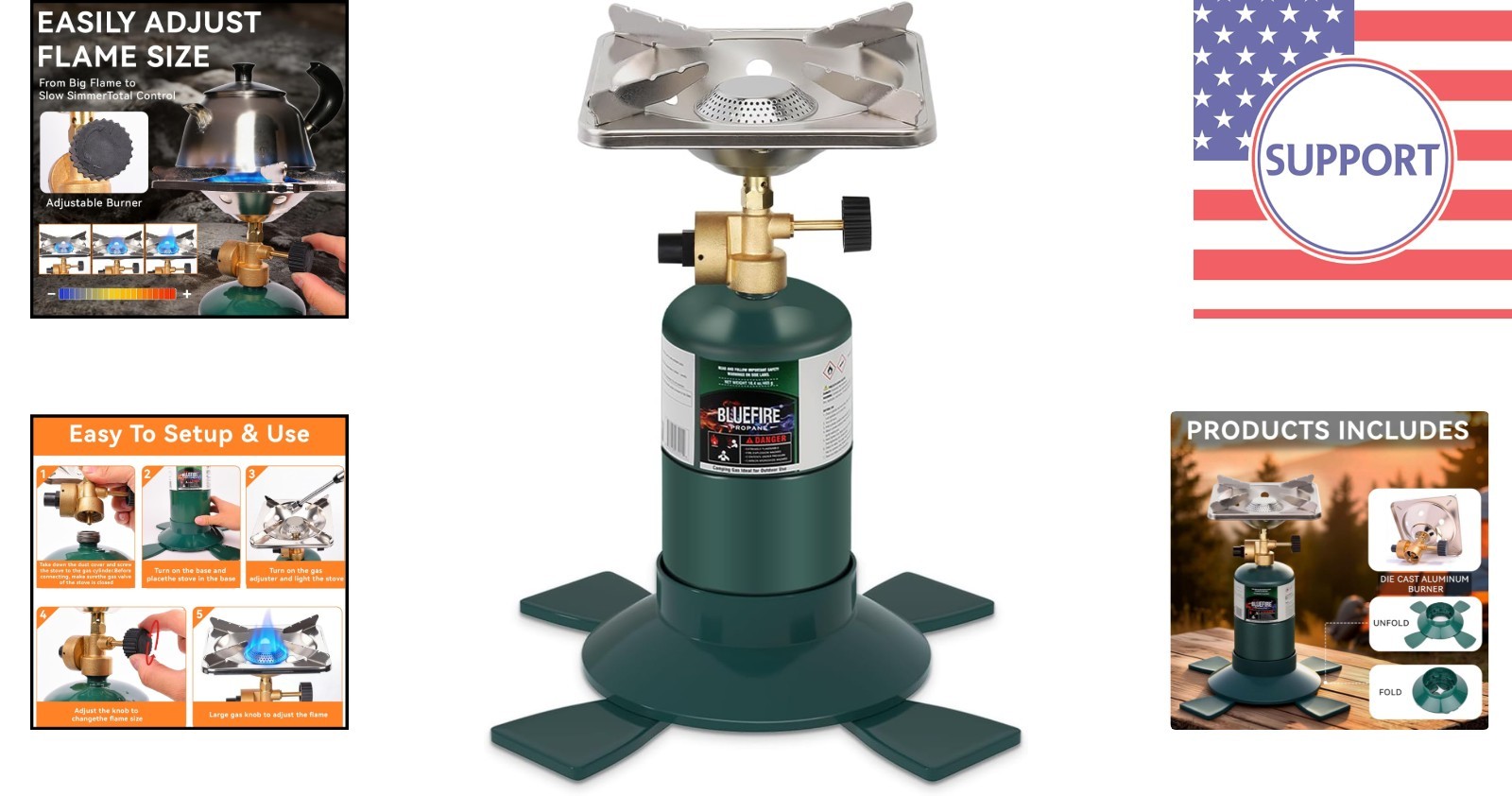 Efficient Brass Propane Camping Stove with Windscreen – Ultimate Outdoor Partner
