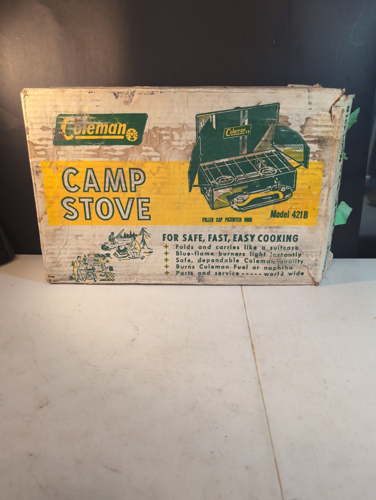 Coleman Stove Model 421b; 2 Burner White Gas Kerosene Works Made In Canada