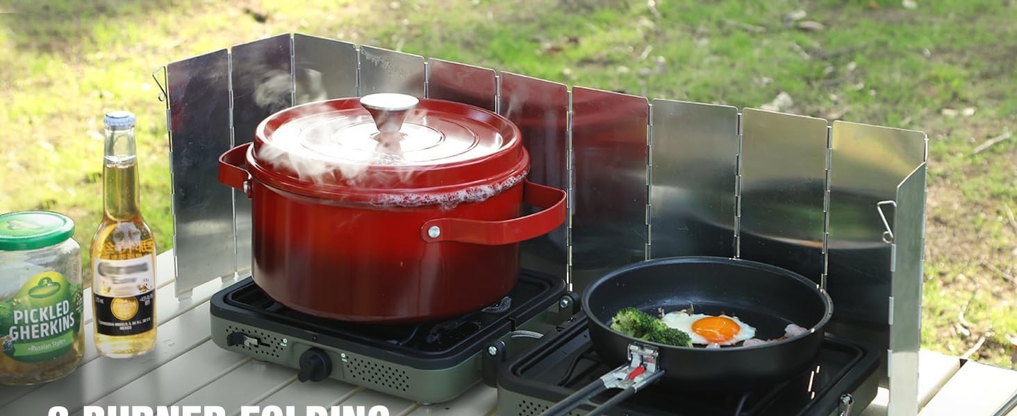 Wind Protection for Outdoor Cooking, Lightweight and Compact Aluminum Design