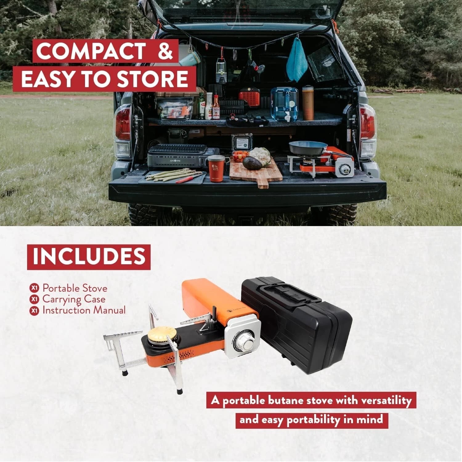 Ultra Foldable Portable Stove with Carrying Case – Butane – Compact Design