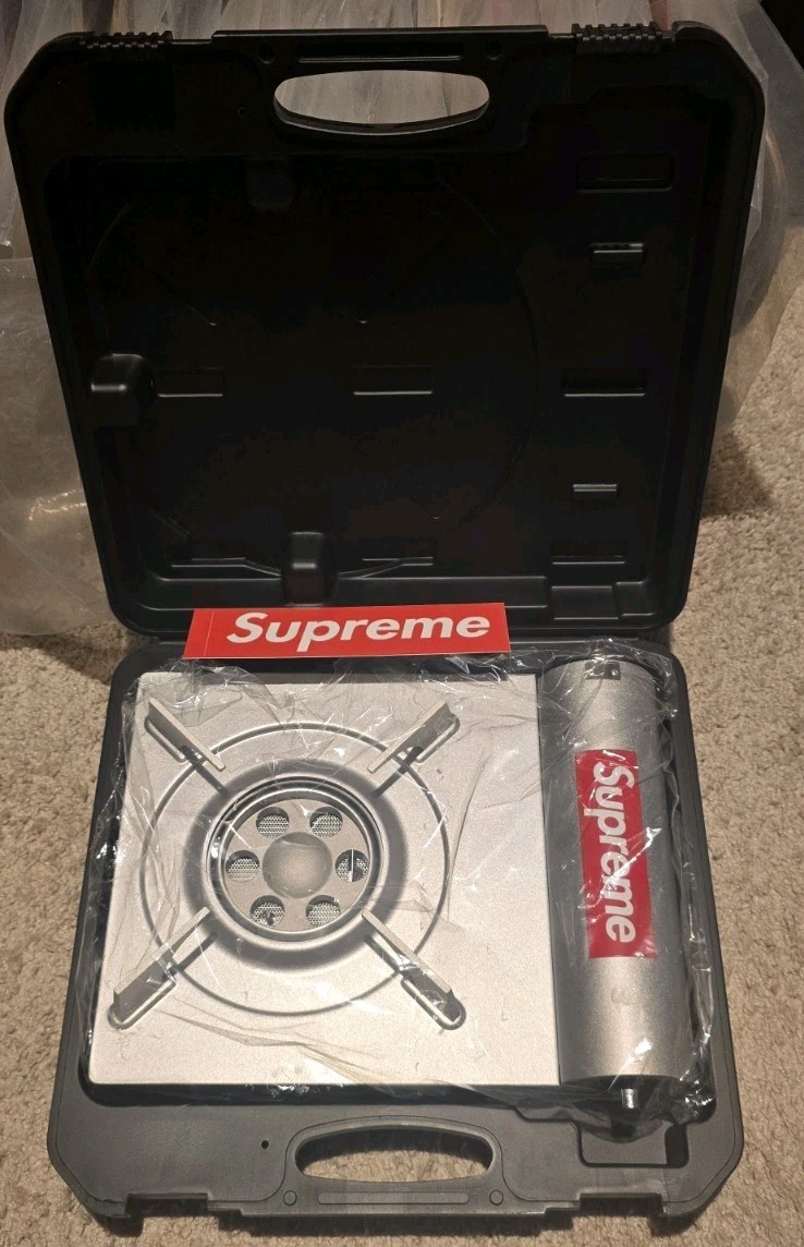 SUPREME®/IWATANI Portable Butane Stove SS25 Silver Made in Japan Hiking Outdoors