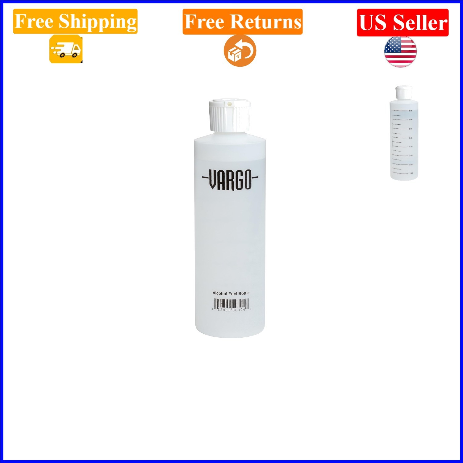 8 oz Adult White HDPE Alcohol Fuel Bottle for Camping, Leak-proof