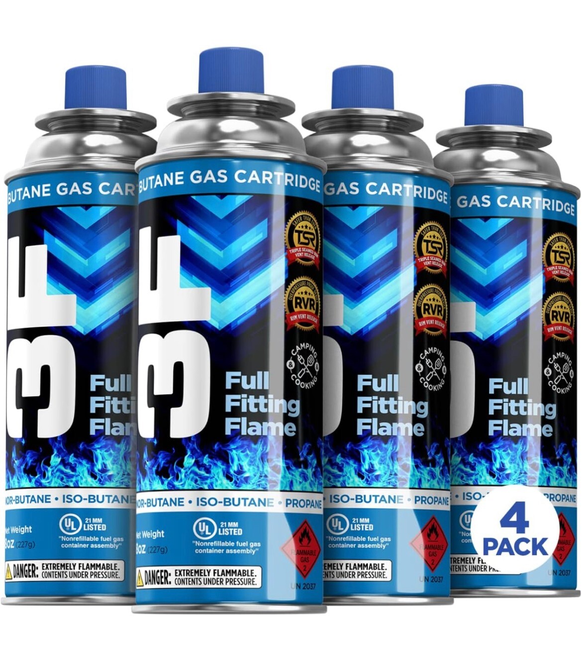 Butane Fuel, Pure-Refined, 8oz, For All Camping Stoves Compatible With 8oz Cans