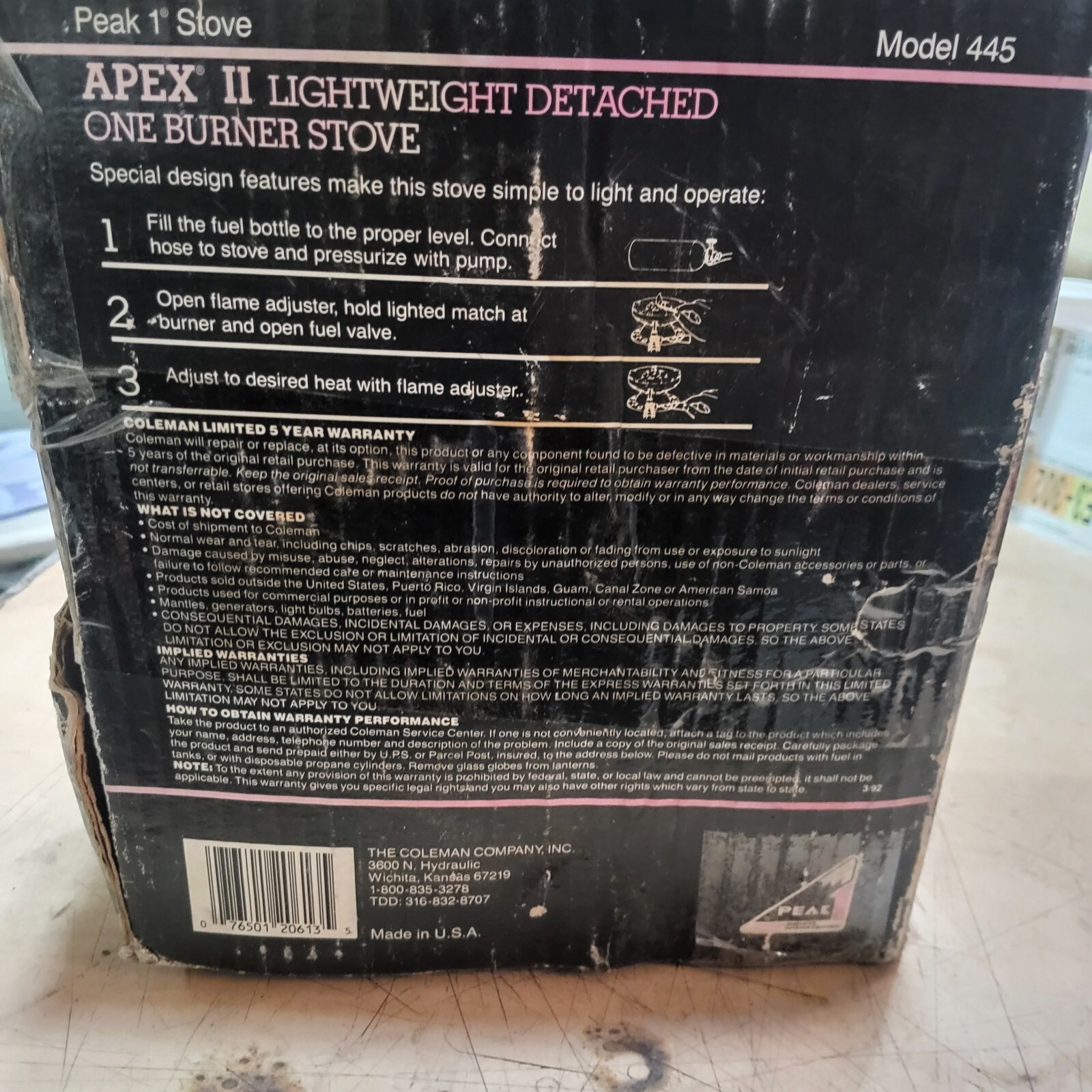 Peak 1 Stove USA COLEMAN APEX II 445A700 Dual Fuel Camping Backpack Stove