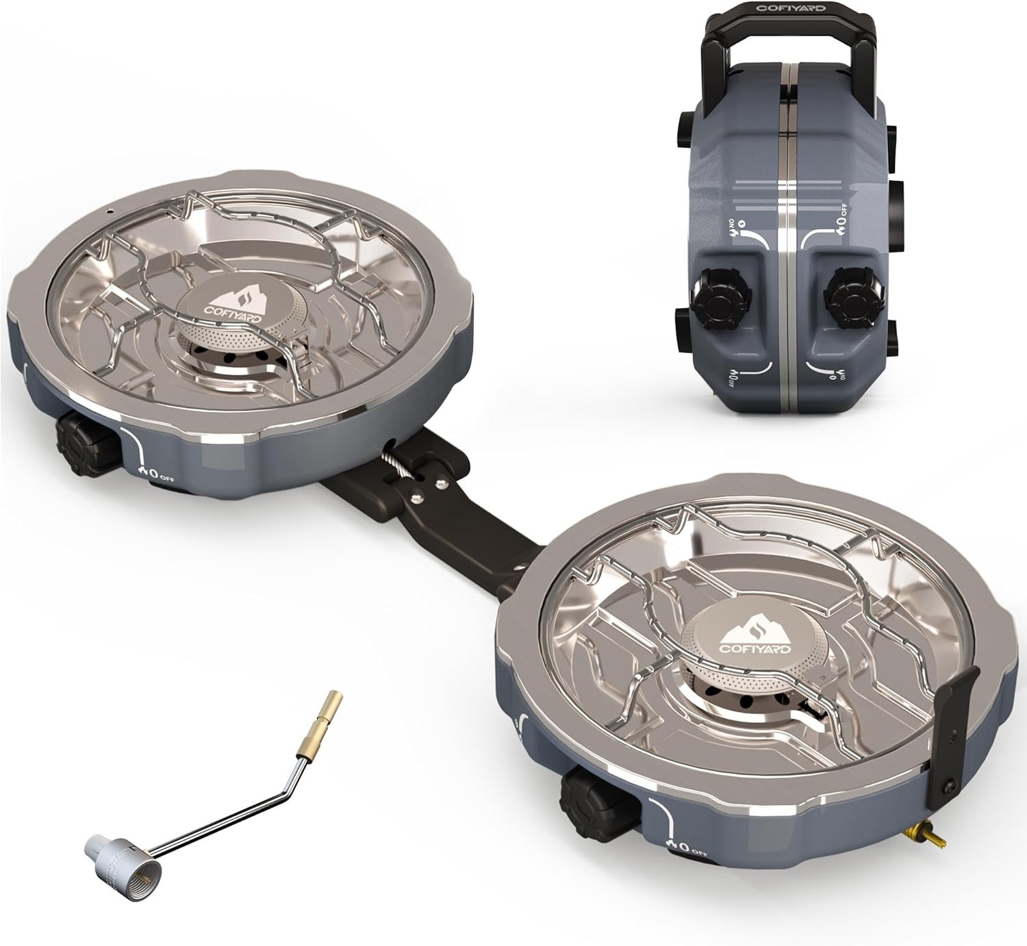 20,000 BTUs 2 Burner Propane Camping Stove, Portable Folding Camp Stove with Adj