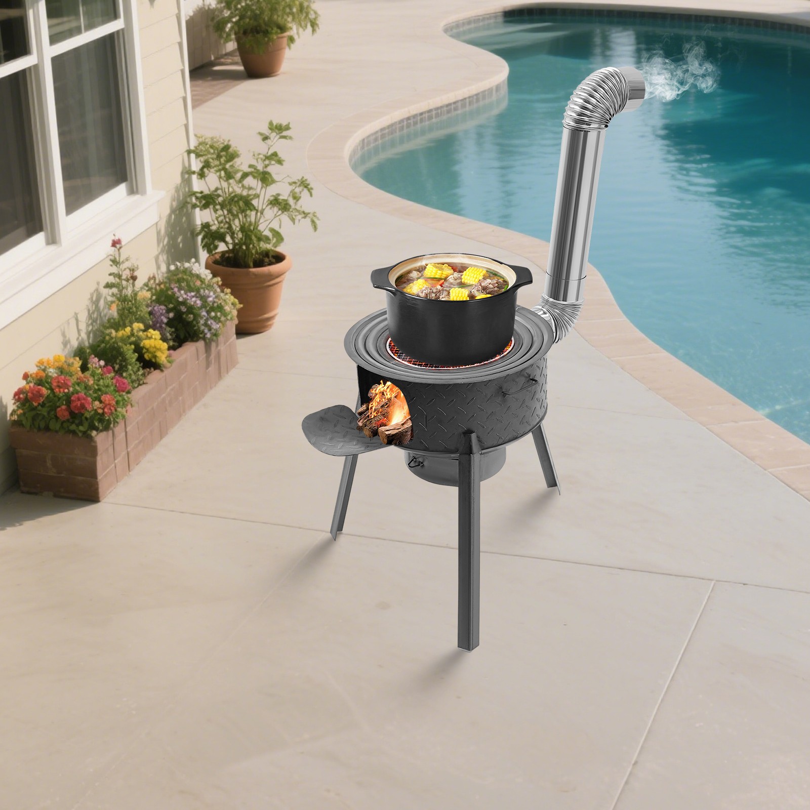 Wood Burning Stove Sets Multi-function Portable Outdoor Camping/BBQ Cooking Kits