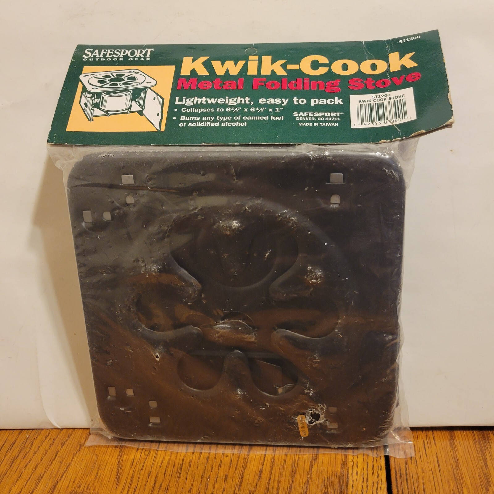 Metal Folding Camp Stove New Old Stock Emergency Safesport Kwik Cook Black.