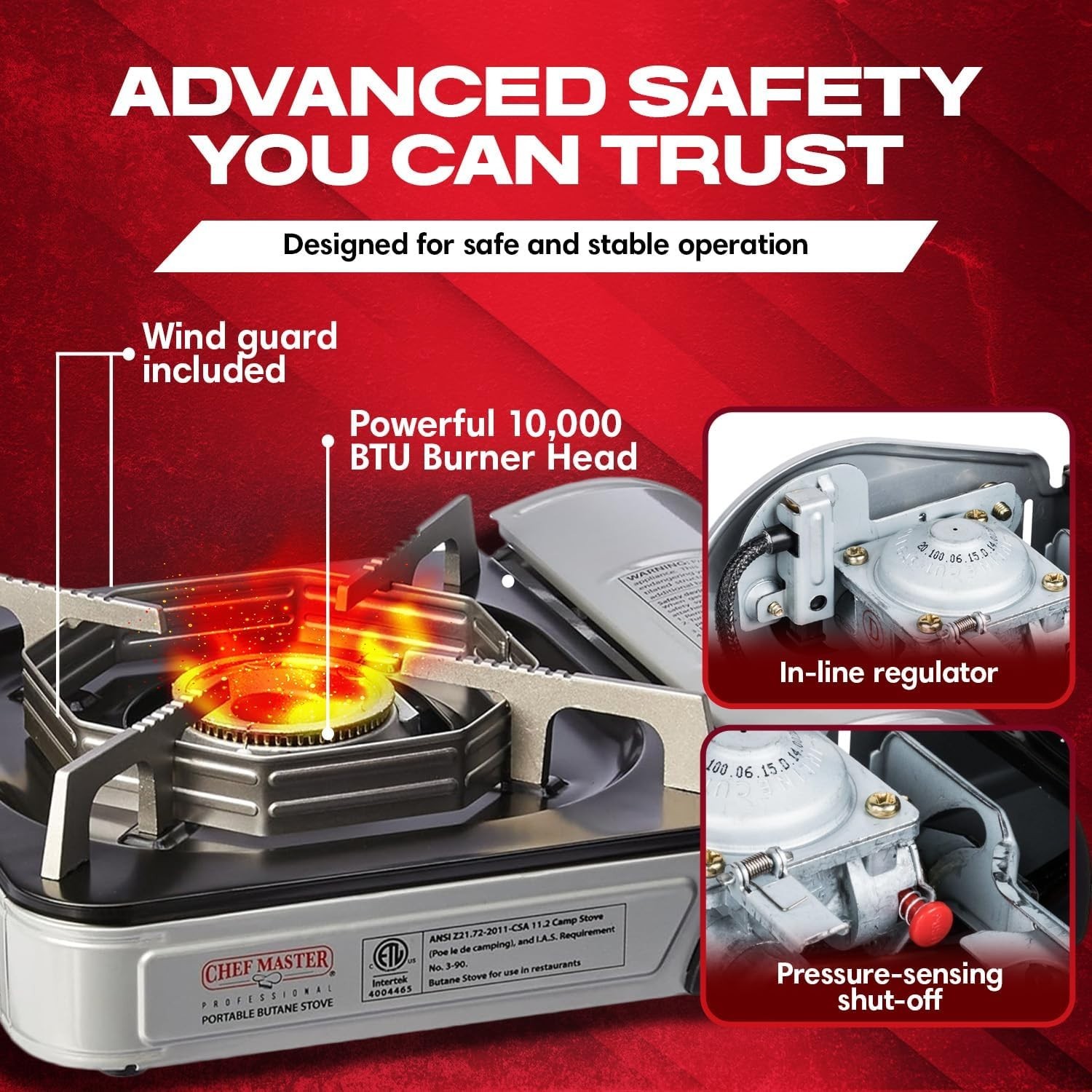 Chef-Master 10,000 BTU Portable Butane Stove with Carry Case & Safety Features