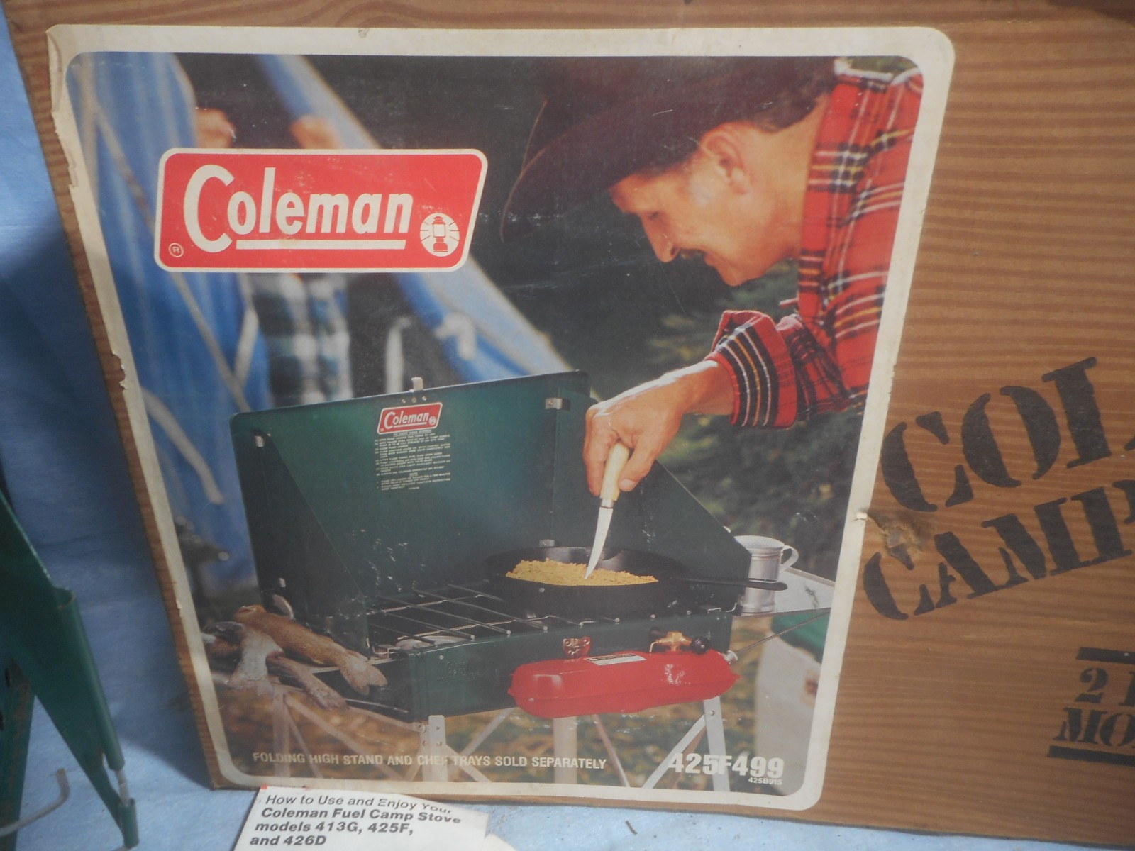 Vintage Coleman Two Burner Camp Stove Model 425F With Box And Manual