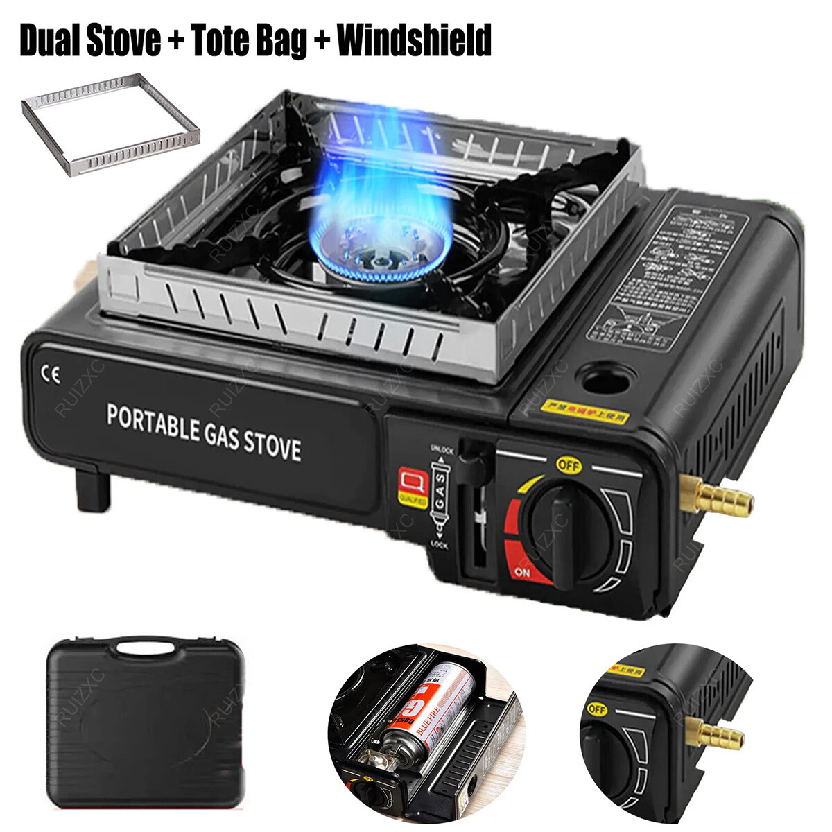 3000W Camping Stove Propane&Butane Windproof Fire Dual Fuel Brass.Cooking Burner