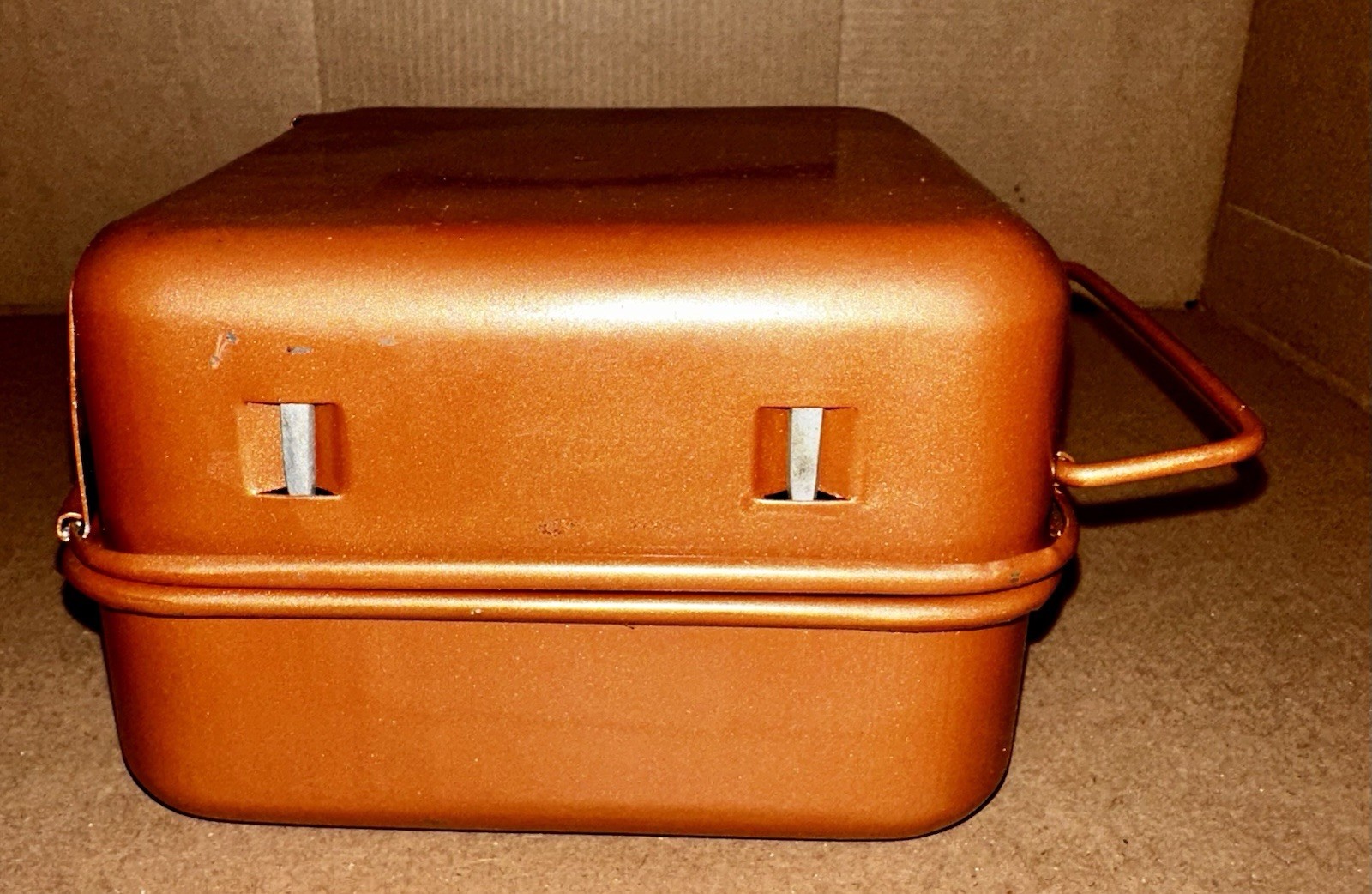 Vintage 1-Burner Pocket Gas Camping Stove Metal Brown Matte Carry Case