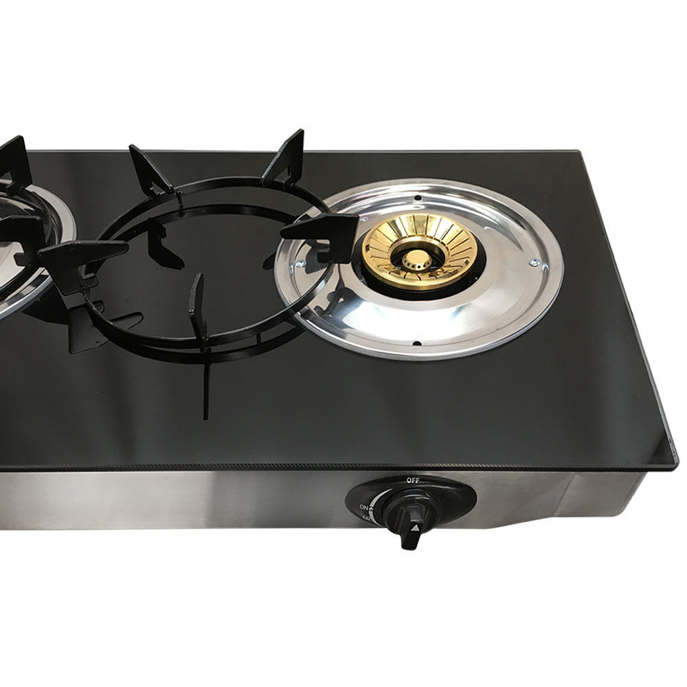 Portable 28″ Glass Top Propane Double Stove Dual Gas 2 Burner 20,000 BTU/h