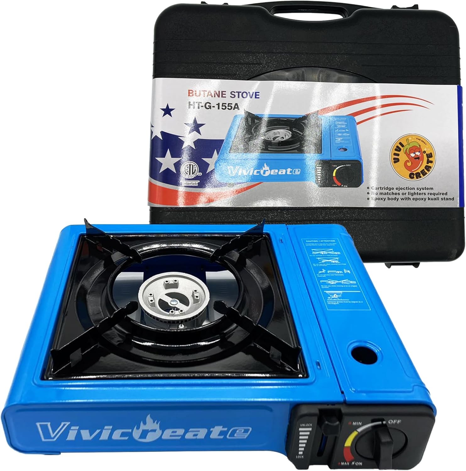 Blue 7000 BTU Portable Butane Stove Auto Ignition Gas Burner