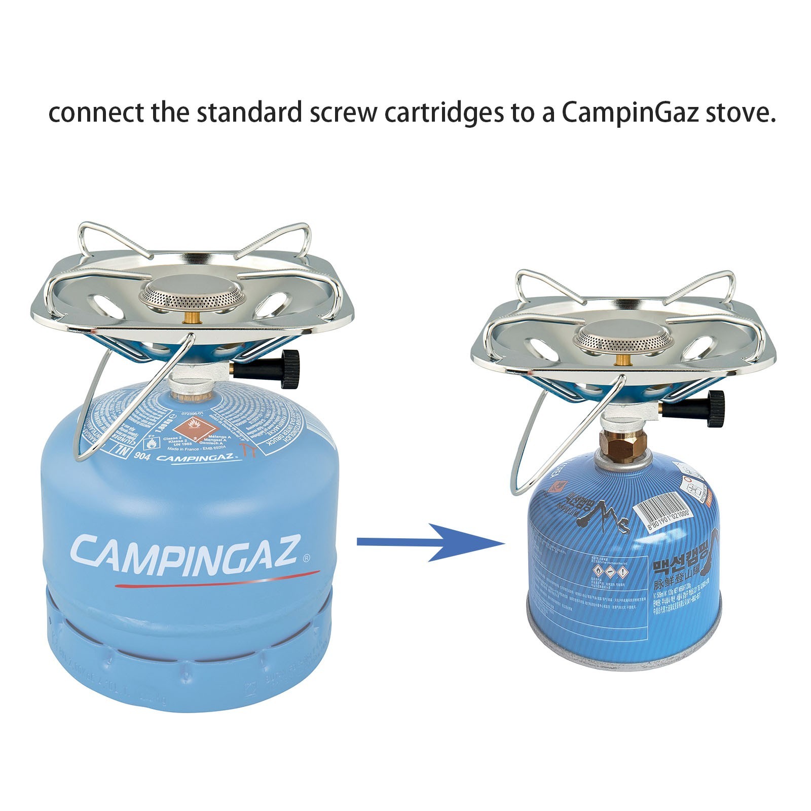Gas Converter Campingaz R907 R904 R901 cylinder to EN417 Fuel Canister Adapter