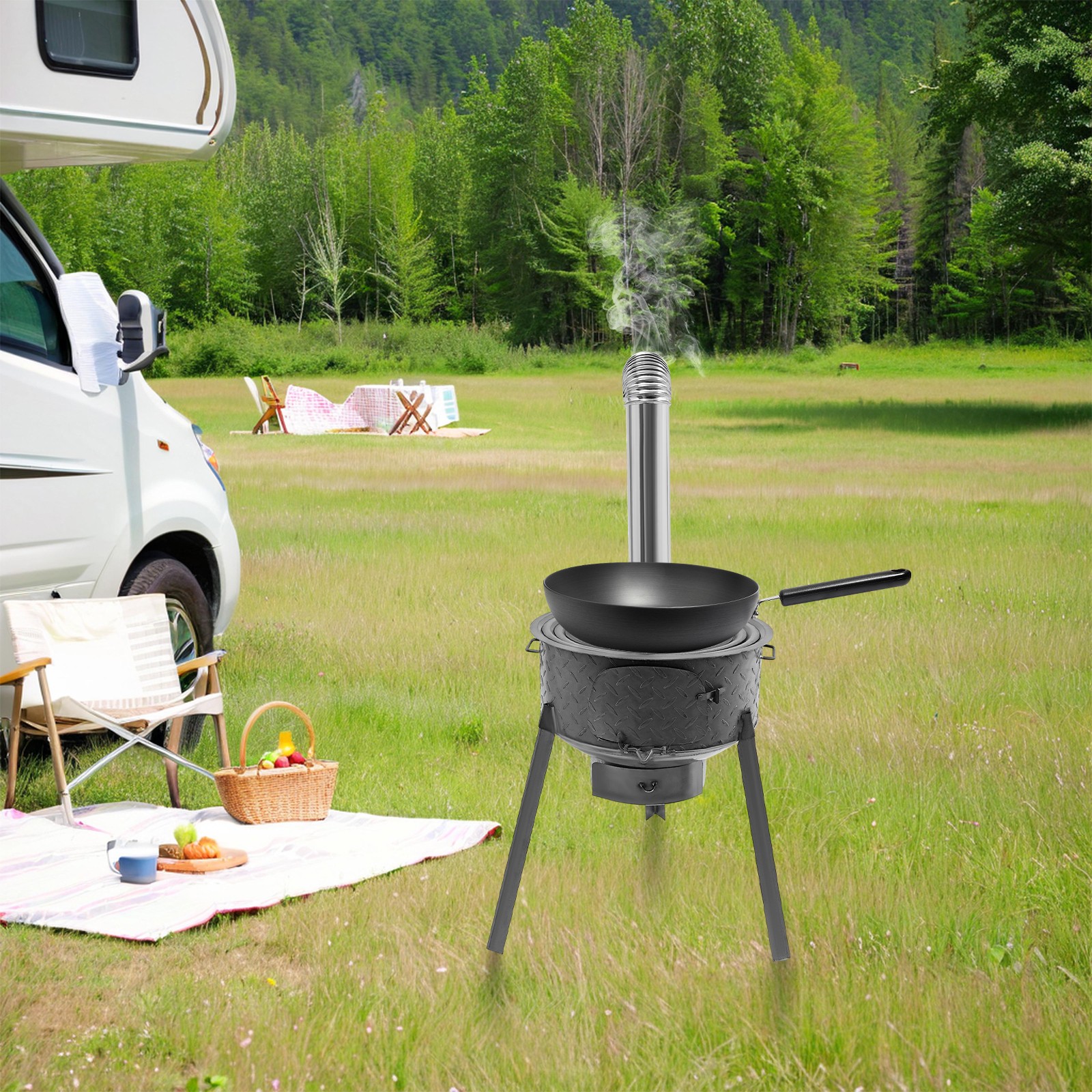 Wood Burning Stove Sets Multi-function Portable Outdoor Camping/BBQ Cooking Kits