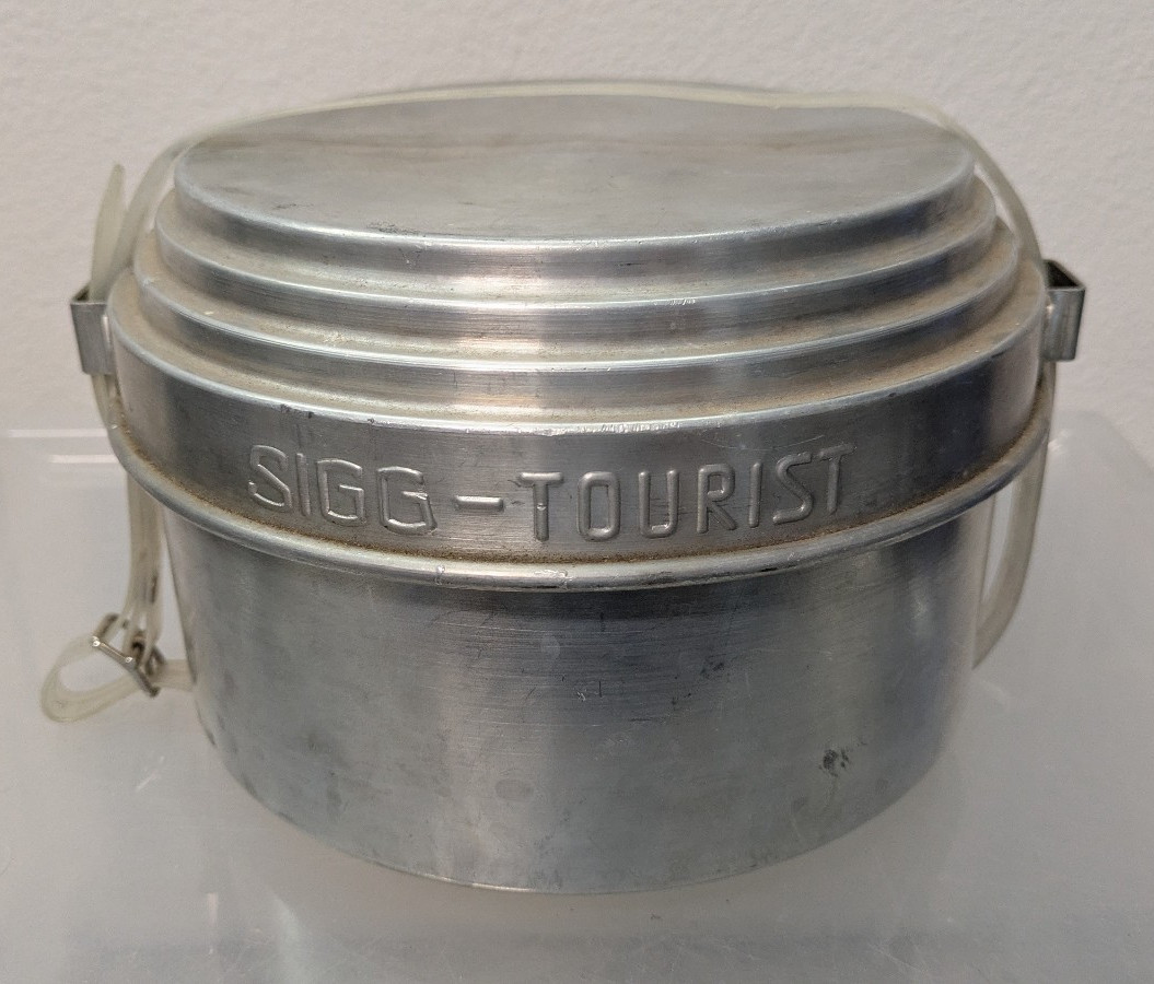 Vintage Svea 123 Camp Stove Set w/ Sigg Tourist Cook Pot, Pan, Handle & Plates