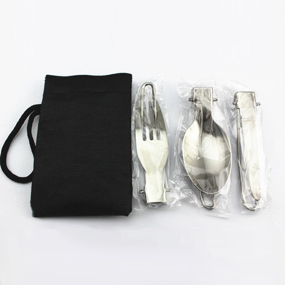 Utensil Set Cutlery Set Stainless Steel WIth Bag 16.8cm 16.9cm Camping