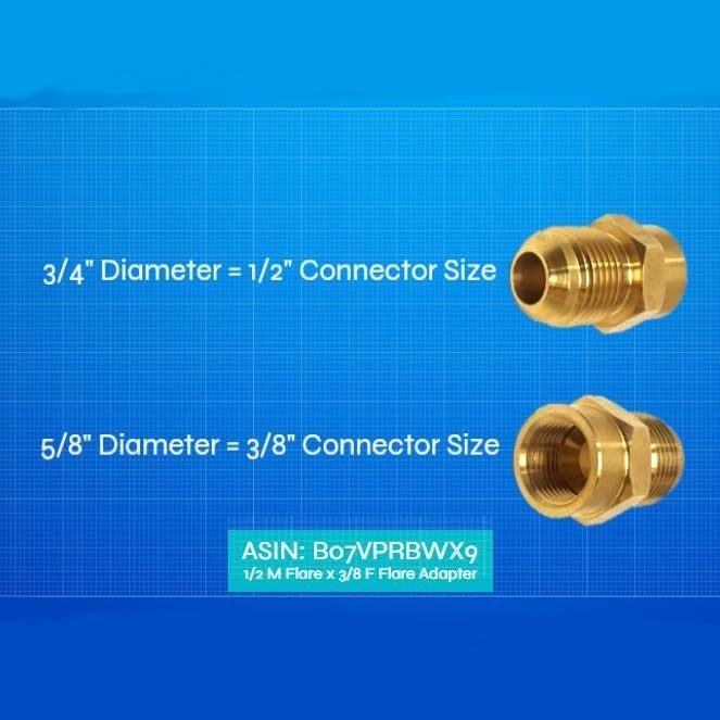 1/2 Male Flare x 3/8 Female Brass Reducer inch x inch,