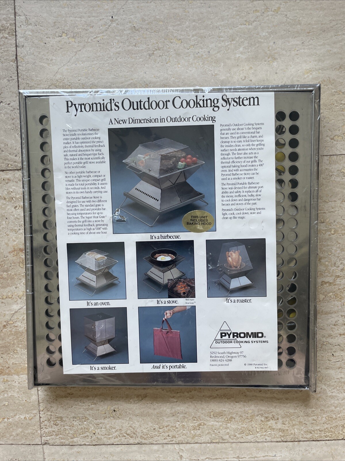 Vintage 1988 Pyromid Portable Barbecue Stove Outdoor Cooking System New 11×11.5”