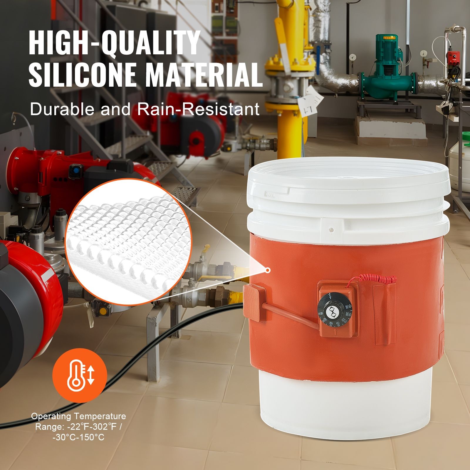 Metal Drum Heater, 800 Watt 7.75 inch Width, Pail Heating Band for 5 Gallon