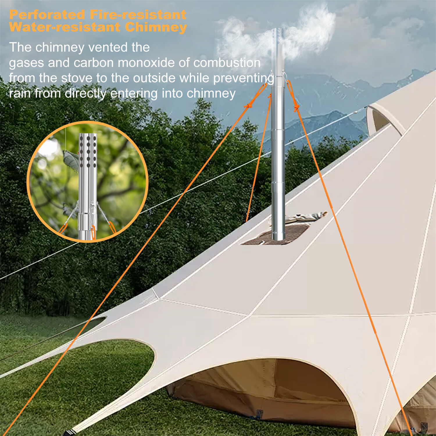 Fire Resistant Hot Tent Stove w/ 7 Chimney Pipe, Stakes and Carry Bag Wood Stove
