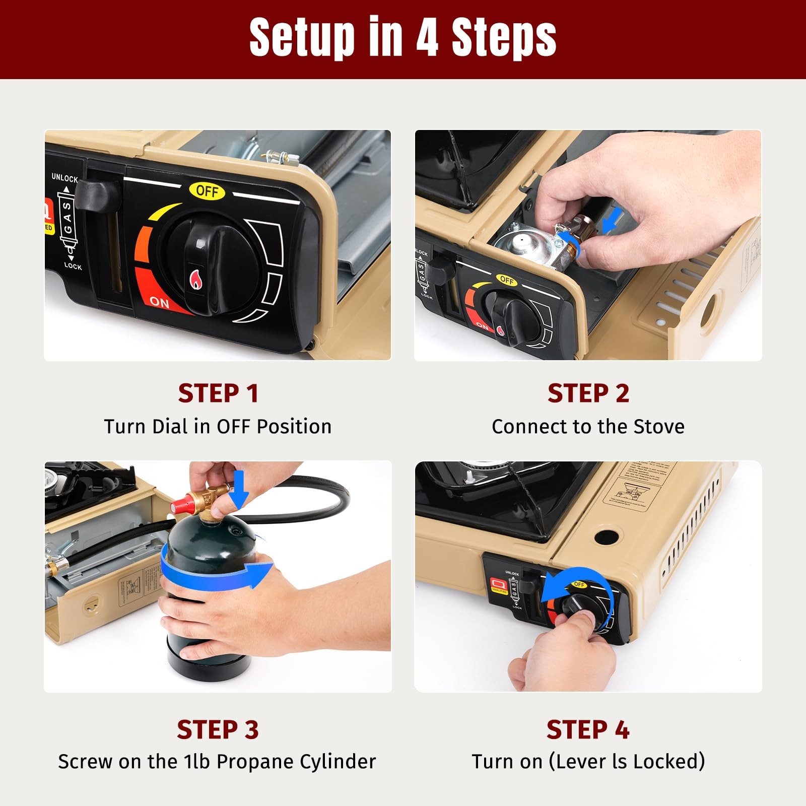 Dual Fuel Stove Portable Camp Stove Propane Gas Stove, Case+Wind Guard+26″ Hose