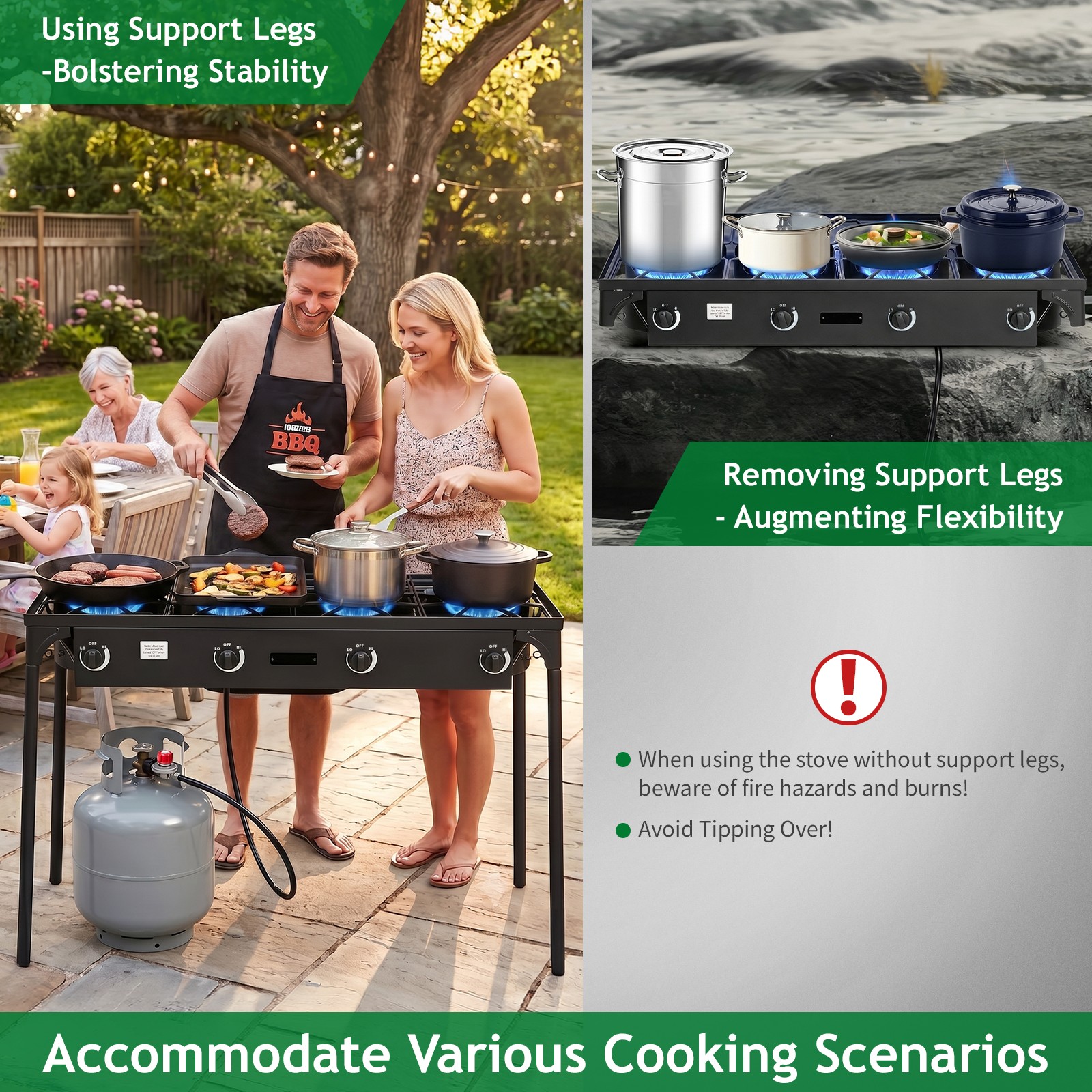 Portable 1-4 Burners Propane Gas Stove for Outdoor Camping Stove BBQ Grill