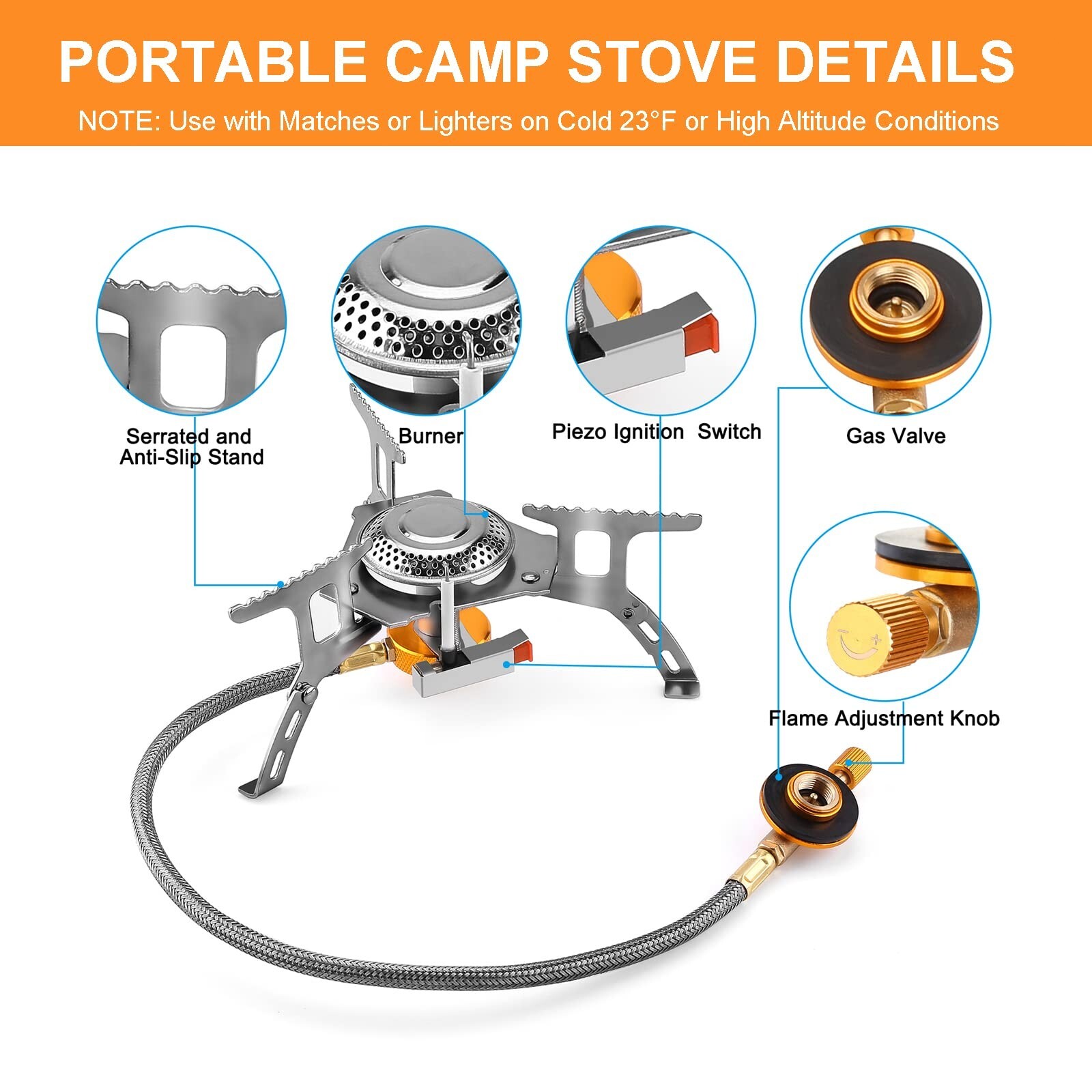 3700W Portable Camping Stove Kit with Accessories for Outdoor Cooking
